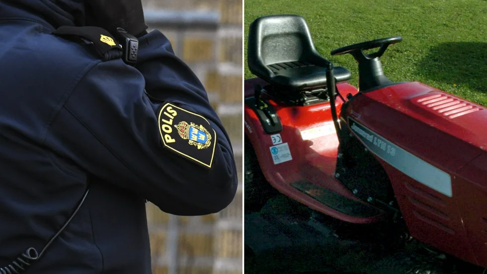 Polisen fick springa efter en ombyggd åkgräsklippare på Målilla motorstadion. Bilderna har inget med händelsen att göra. 