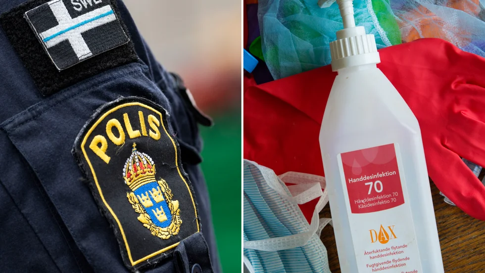 Den misstänkte greps först av väktare när hen stal handsprit.