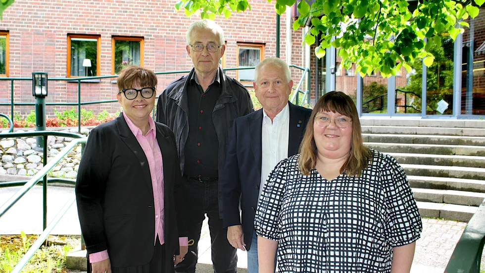 Fyra av fem gruppledare i majoriteten: Birgitta Gunnarsson (C), Curt Carlsson (L), Birger Hagström (KD) och Cecilia Burenby (S). Kristina Post (MP) saknas på bilden.