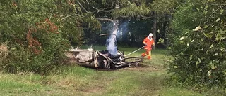 LARMET: Husvagn i brand på mellersta Gotland