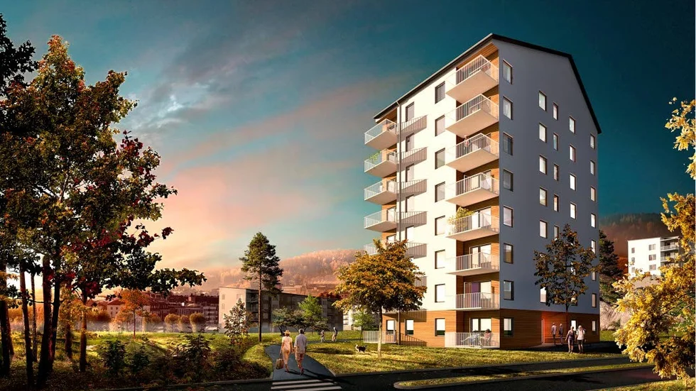 Kombohus. Ett åtta våningar högt hus av denna modell planerar Lulebo att bygga på Kallkällan 4.
