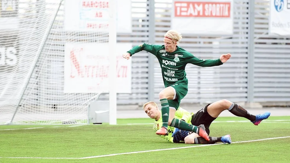 Målskytt. Max Wårell, Bodens BK, satte kvitteringen i kryssmatchen.
