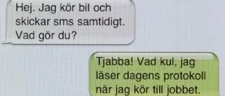 Rättade prov under bilkörning