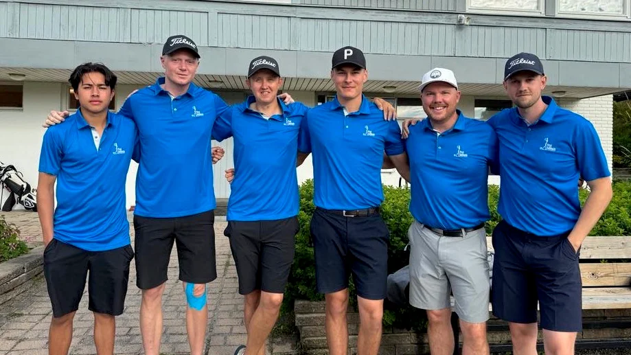 Piteå GK:s elitlag har tagit steget från division 2 upp i division 1. Laget från vänster: Fred Åberg, Johan Vikström, Anton Holmbom, Adam Jonsson, Carl Stenlund, Victor Eriksson.