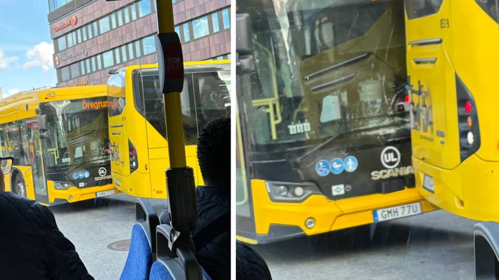Två bussar har krockat på Uppsala centralstation