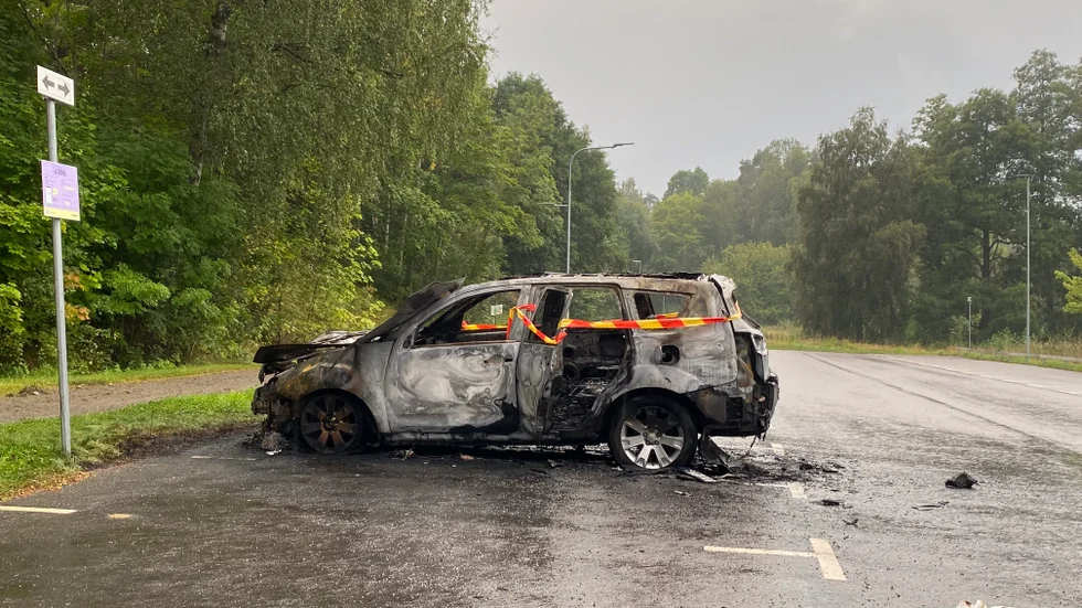 Bilbrand i Finspång natten mot fredagen.