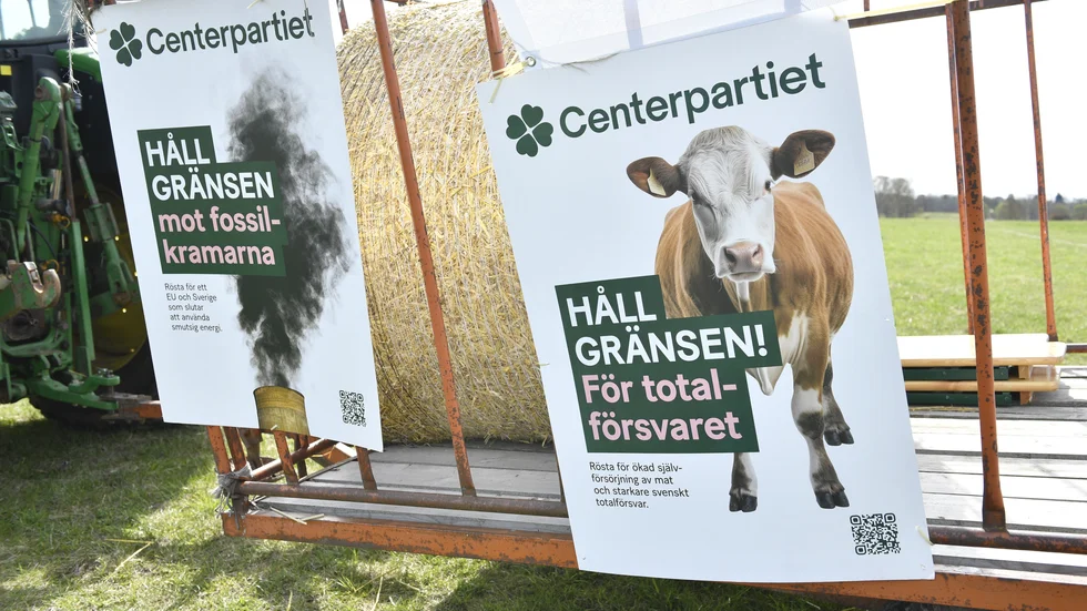 Valaffischer från Centerpartiet till valet till EU-parlamentet 2024. 