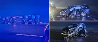 Lastbil och personbil i svår kollision – man livshotande skadad 