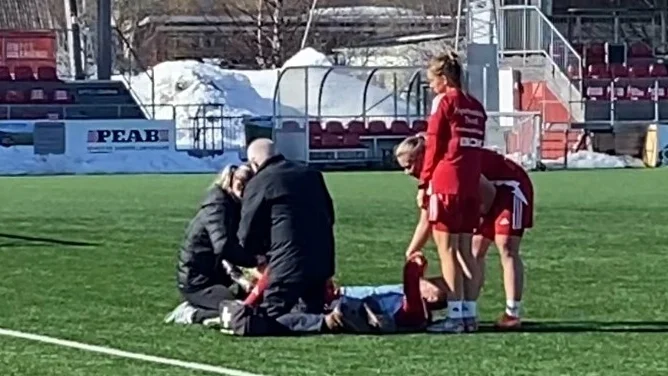 Wilma Carlsson skadade sig under träningen.