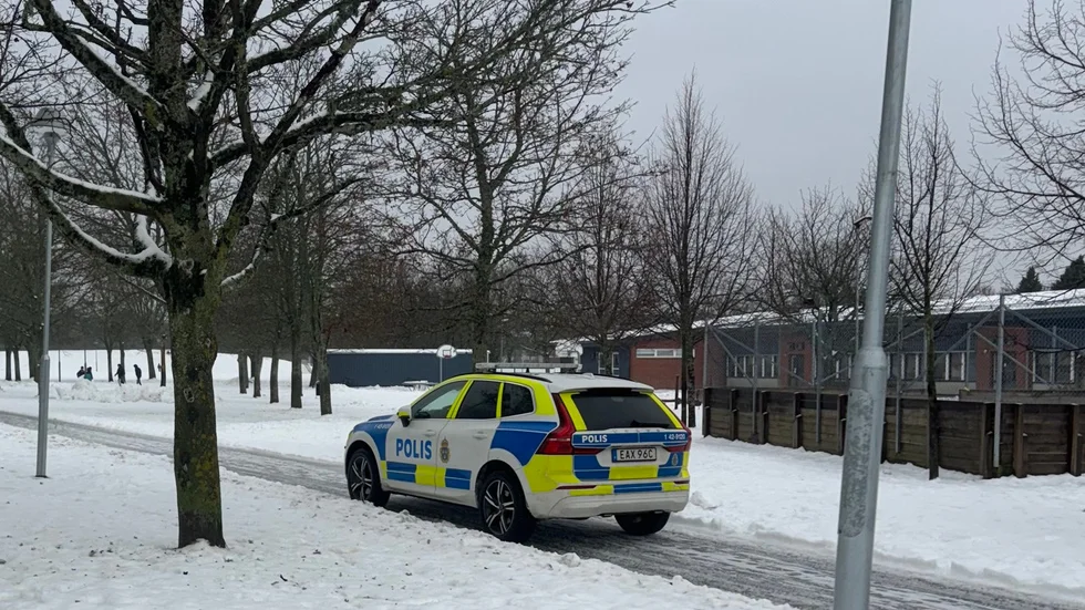 Flera polispatruller sökte i Skäggetorp på söndagen.