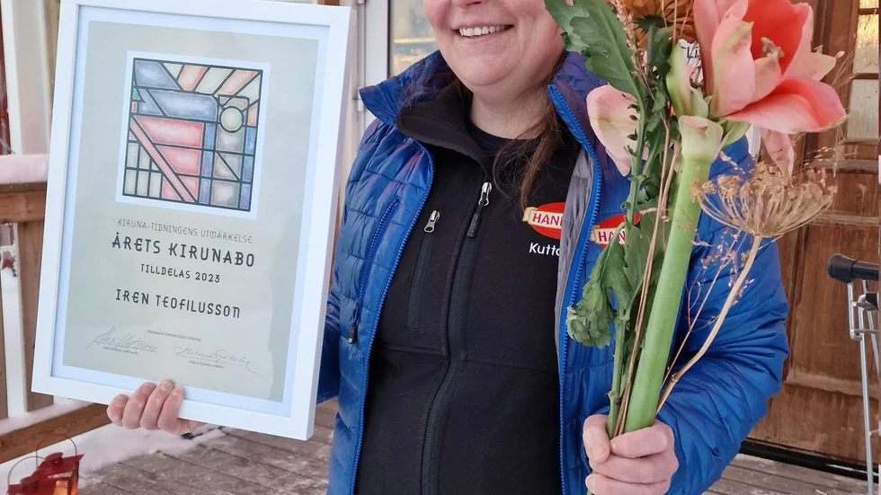 Iren Teofilusson, handlare i Kuttainen röstades fram som årets  Kirunabo.