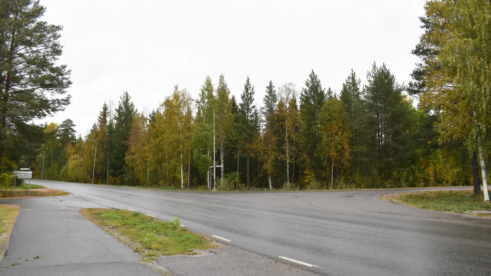 Plats för eventuellt nytt bostadsområde i Bureå, korsningen Norra Kustvägen/Industrivägen.