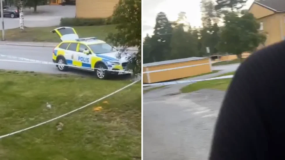Polisinsatsen dokumenterades av personer i området.