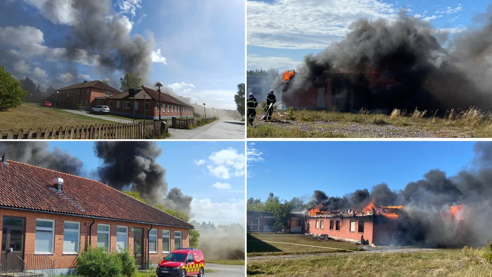 På måndagseftermiddagen började det brinna i den fastighet där Donnergymnasiet låg tidigare.