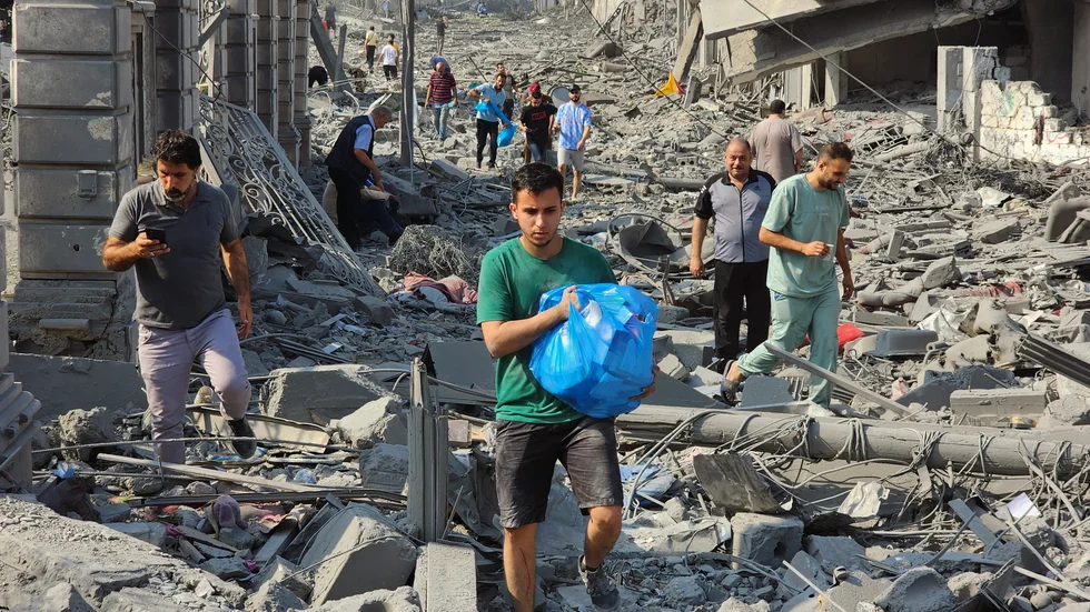 Förstörda byggnader i Gaza City.