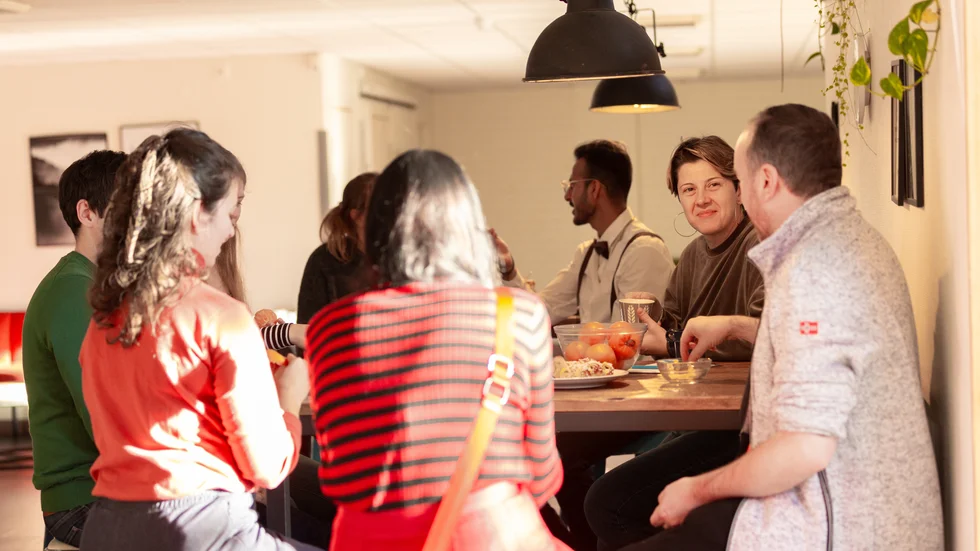 Cristina Lindberg Ghimpu, second right, from Expats & Friends, is one of the organizers of the fortnightly event.