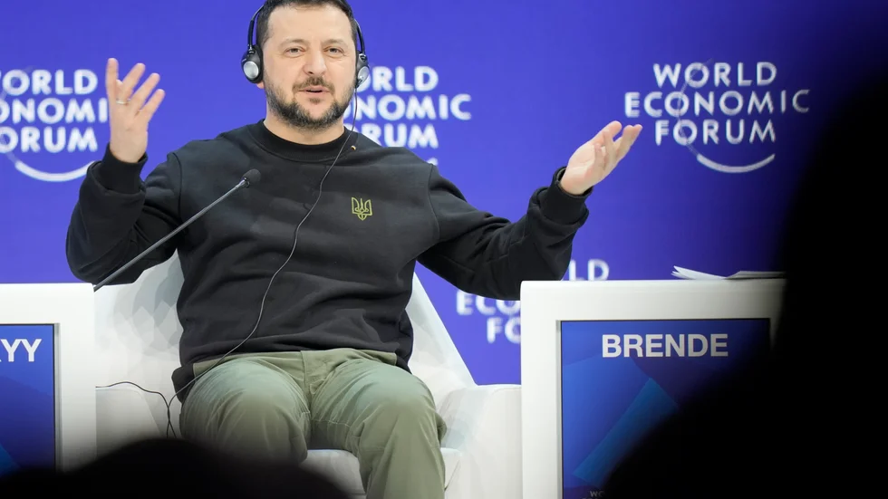 Ukrainas president Volodymyr Zelenskyj på Världsekonomiskt forum i Davos, Schweiz.