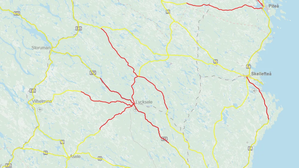 Väglaget under onsdagsmorgonen.