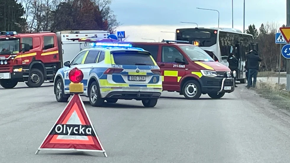 Trafiklycka i Kiruna vid lunchtid.