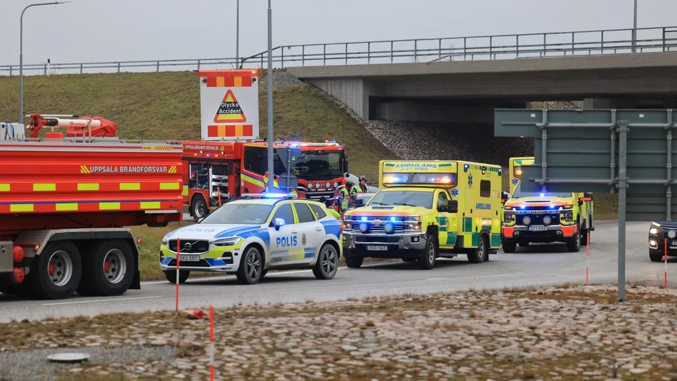 Trafikolycka i rondell i Uppsala.