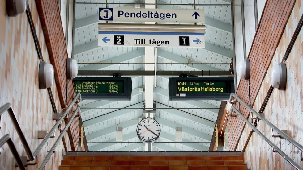 Stationen i Bålsta där en man blev våldsam i helgen.
