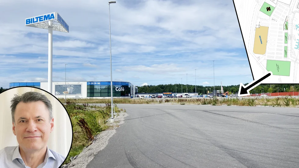 "Det är en större byggrätt och vi har fört och för diskussioner med flera större aktörer om att öppna där. Om det kommer något först där eller på marken mellan Biltema och Nordic Wellness kan vi inte säga nu", säger Michael Johansson, affärsområdeschef för sällanköps- och detaljvaruhandel på Stenhus fastigheter.