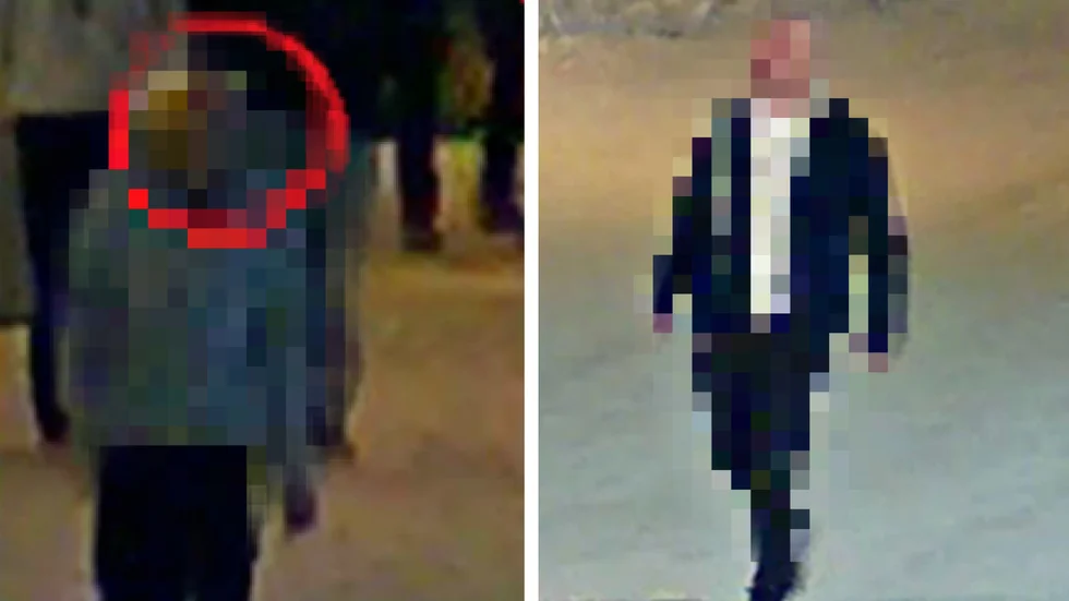Både den äldre och den yngre mannen fångades av en övervakningskamera strax innan misshandeln ägde rum.