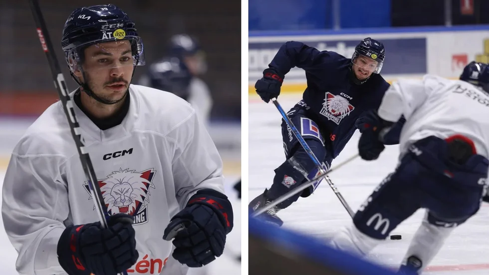 Ty Rattie och Lukas Hofbauer på fredagens träning.