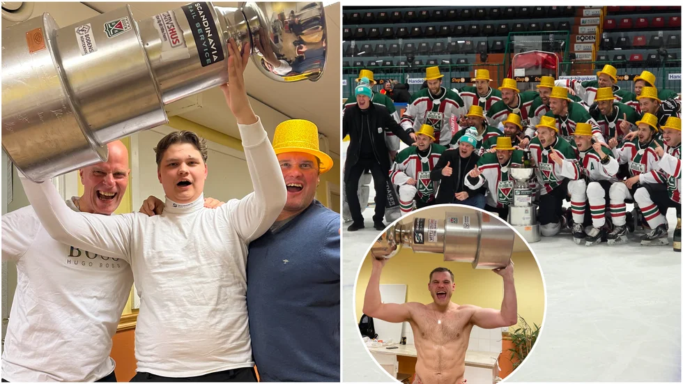 Bodens IK firar kvalvinsten.