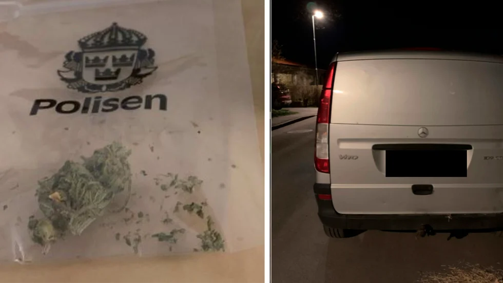 Beslagtagen narkotika och bilen som mannen färdades i. 