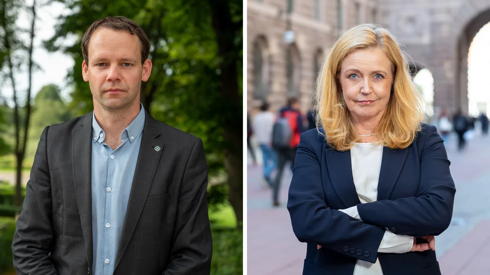 Rickard Nordin (C) och Elisabeth Thand Ringqvist (C) tycker att regeringen inte tar ansvar för att näringslivet ska klara den gröna omställningen.