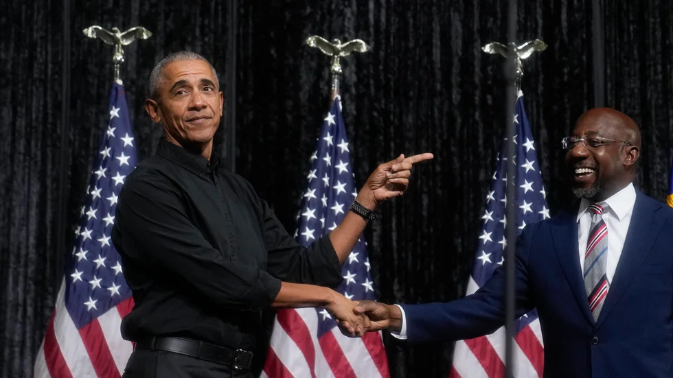 Barack Obama med Raphael Warnock i Atlanta.