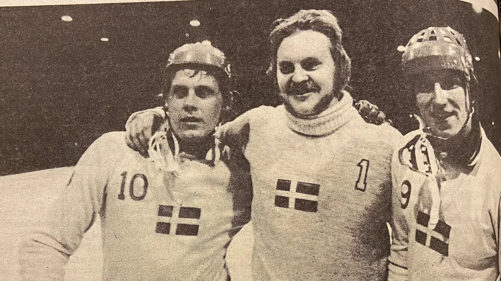 Tre förgrundsfigurerna när Sverige besegrade Finland på Tjustvallen var från vänster Kjell Österberg, Thomas Fransson och Torbjörn Ek.