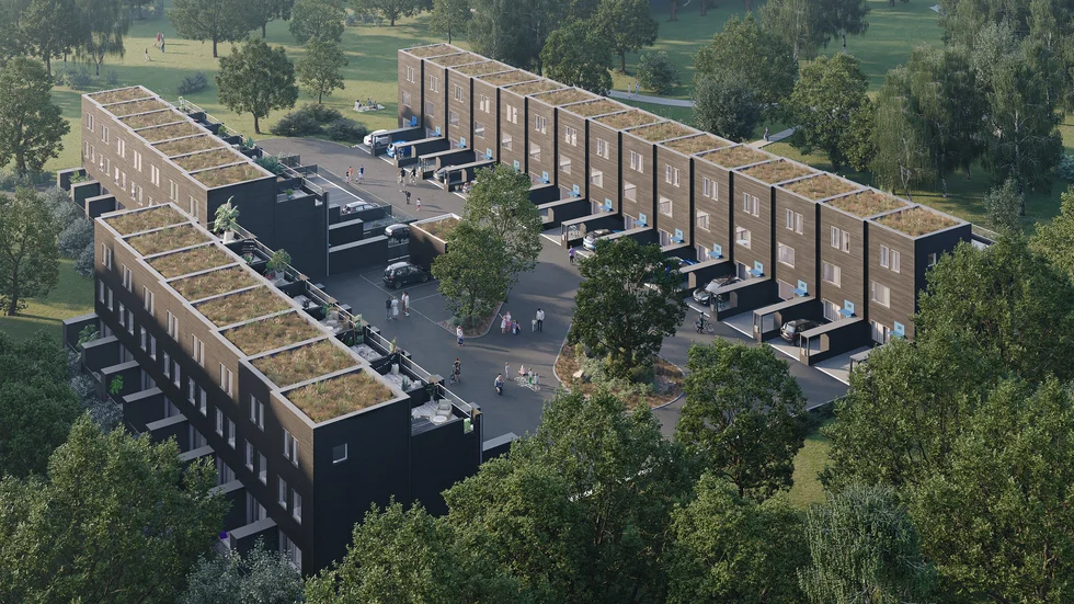 Så här ska de 30 radhusen se ut som ska byggas i Sandbyhov och stå färdiga 2025.