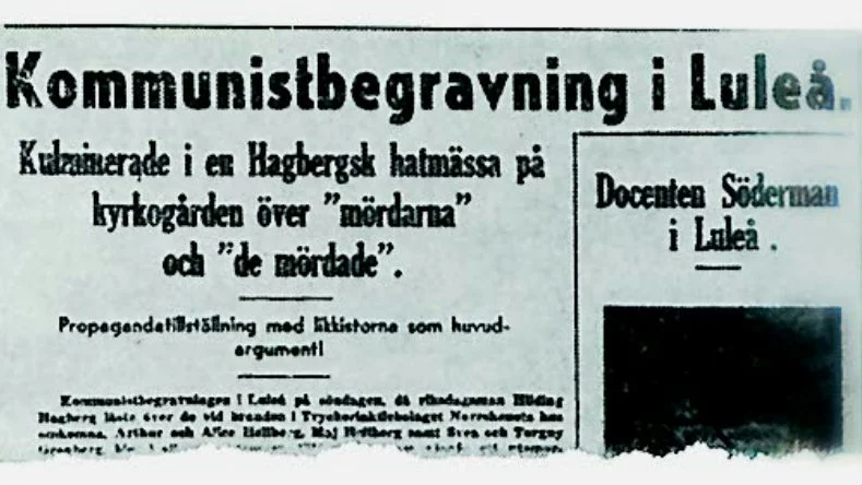attentatet. Norrbottens-Kuriren var hätsk i referaten från begravningen av de fem offren för attentatet mot Norrskensflamman.