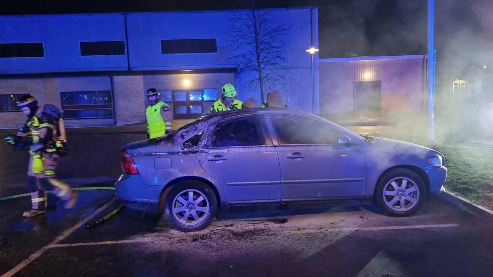 Bilbrand i Motala under onsdagskvällen. 