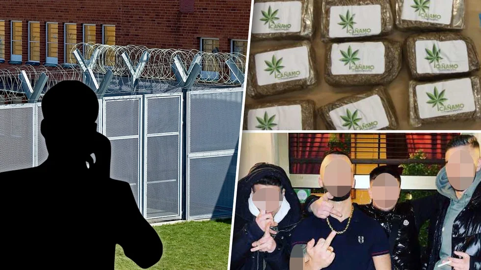 Trots att 27-åringen var inlåst på Kumla kunde ha ringa upp till åtta timmar per dag. Till höger personer utanför anstalten han hade kontakt med för sina kriminella affärer. 