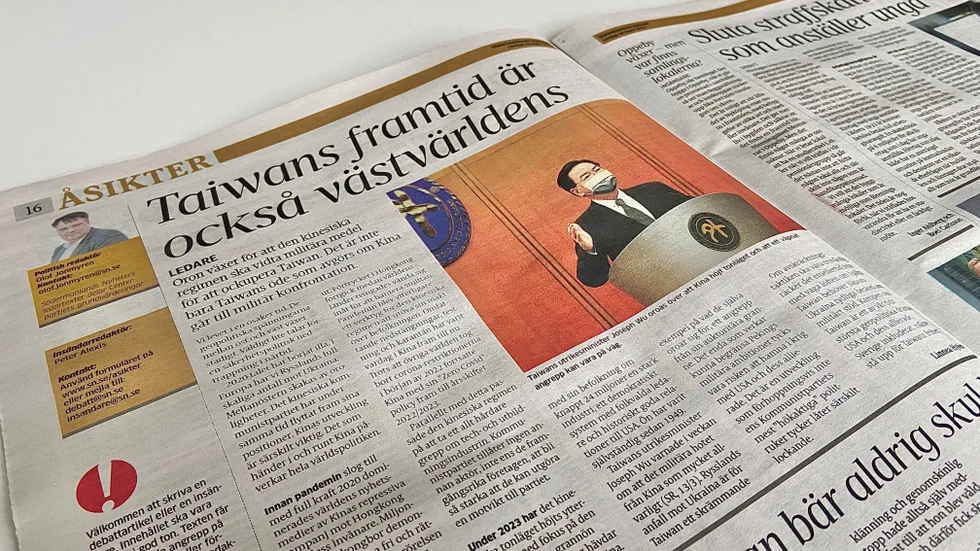 SN:s ledarsida har flyttats längre bak i tidningen.