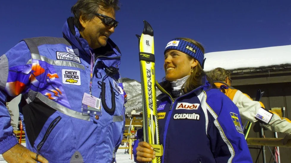 Richard Steadman och Pernilla Wiberg under VM i Vail 1999.