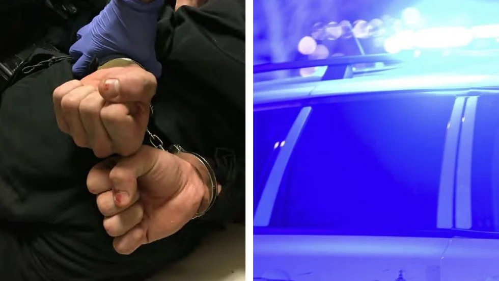 Flera poliser beordrades till lägenheten i Berga där 21-åringens greps och belades med handfängsel. 