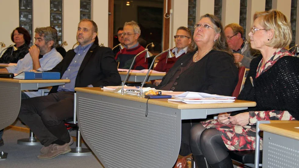 Sverigedemokraten Runar Öhman, tredje person från vänster och ny i kommunfullmäktige, var flitig talarstolen om partiets viktigaste fråga invandring.