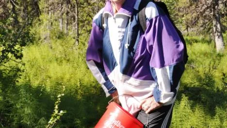 Hjortron plockar Elsa Boström allra helst, för det tycker hon är roligast. "Blåbär plockar jag för det är nyttigt och lingon för det är gott", säger hon. Sälja bär är det inte tal om, de hon inte använder själv ger hon bort till vänner som inte kan plocka själva.FOTO: Maria Ödalen