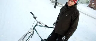 Få cyklister i Kiruna på vintern