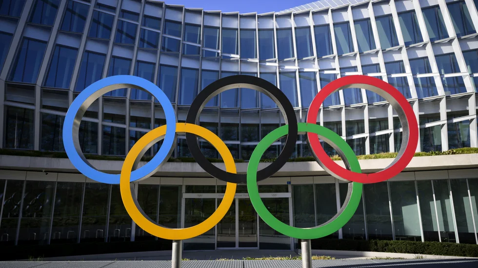 OS-ringarna utanför Internationella olympiska kommitténs högkvarter i Lausanne. Arkivbild.