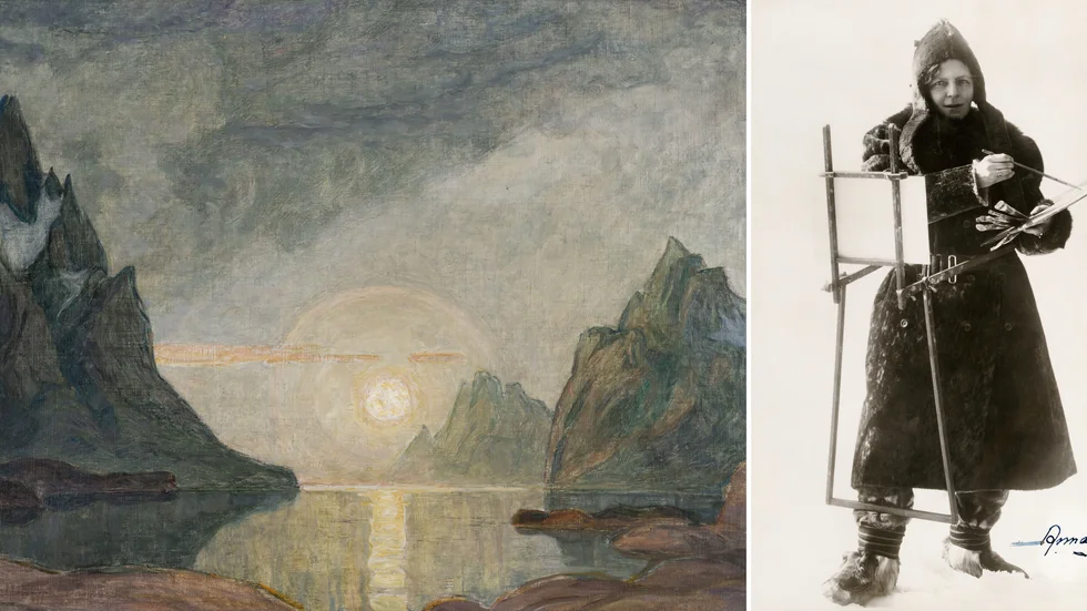Anna Boberg är en av de visionärer som ställs ut på Waldemarsudde – här klädd för en målarexpedition till Lofoten. Pressbilder.