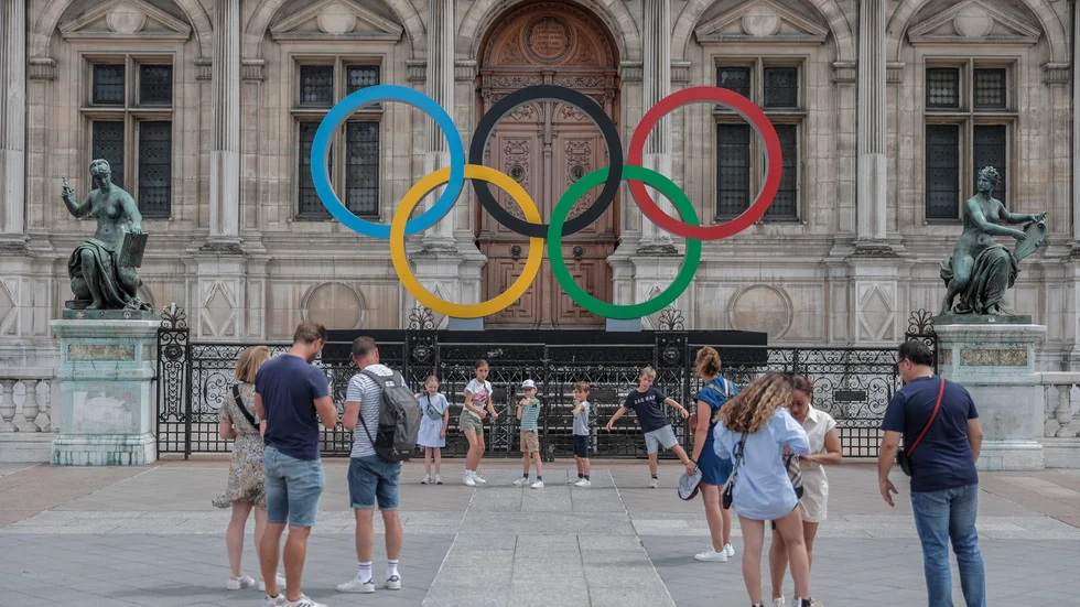 Olympiska ringarna i Paris. Arkivbild.