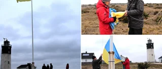 Ukrainas flagga vajar vid Hoburgs fyr