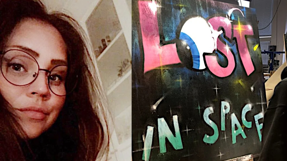 Lisa Roswall och Anton som delvis syns på bilden till höger jobbade tillsammans på den separata kursen i graffitimålning på Sunderbyns folkhögskola.
