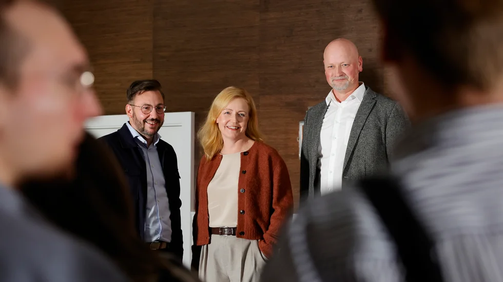 Centerpartiets partiledarkandidater Muharrem Demirok, Elisabeth Thand Ringqvist och Daniel Bäckström.