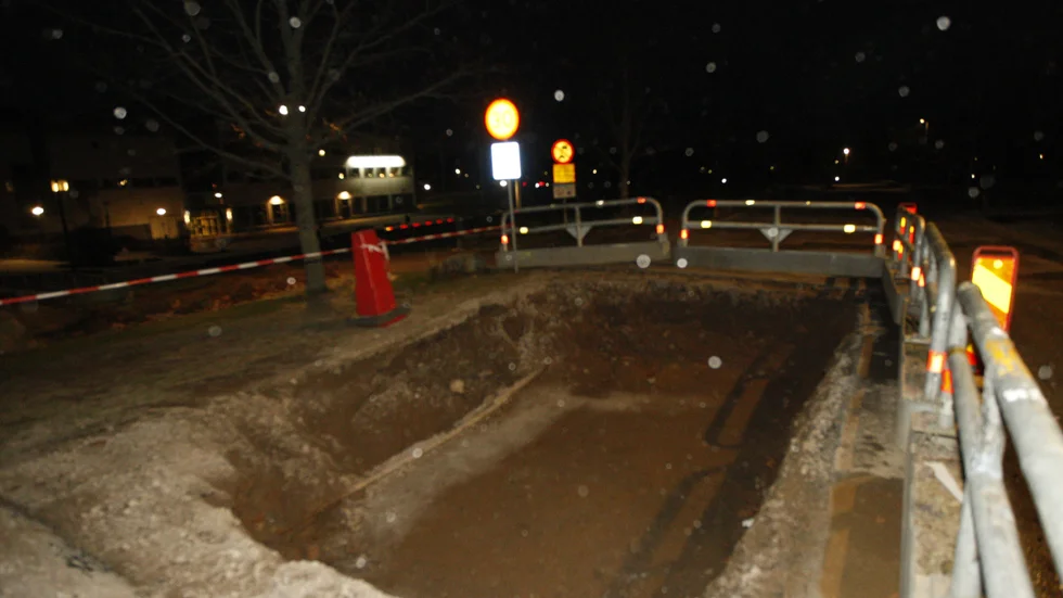 Vattenläcka vid Carlsund utbildningscentrum i Motala. 
